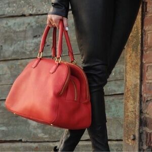 J Crew Biennial Red leather satchel ~ in GREAT condition!